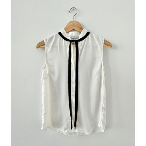 H&M Tops - H&M White Blouse with Black Ties US Size 2 / EUR 34